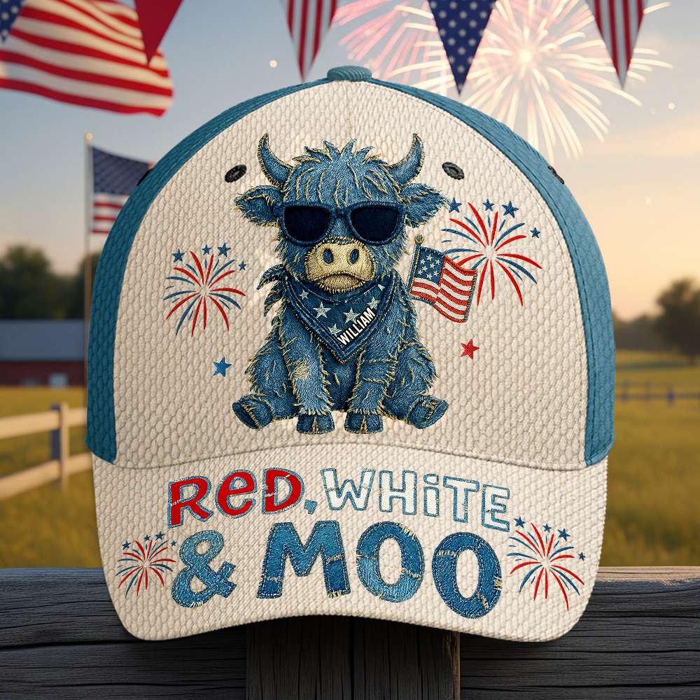 Freedom Highland Cow Classic Cap Personalized 4th of July Gifts 03NADT030625-Homacus