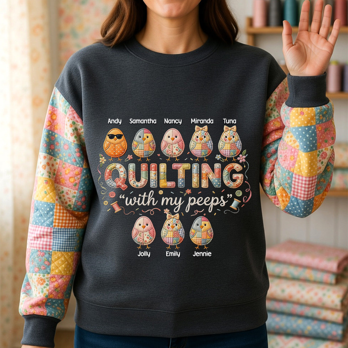 Quilting With My Peeps - Personalized Easter Gifts For Grandma Shirt 01pamg200326-Homacus