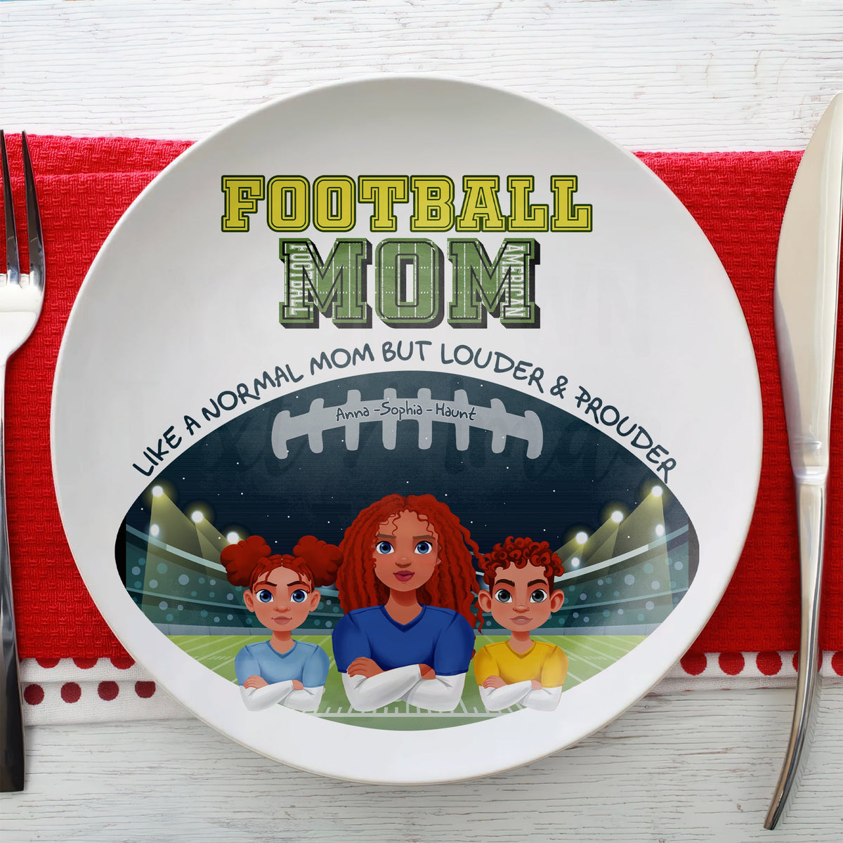Personalized Gift For Football Mom Ceramic Round Plate Mother's Day 02XQLU200325HG-Homacus
