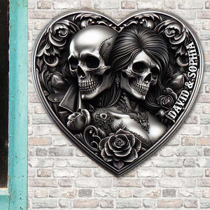 Personalized Gifts For Couple Metal Sign Skull Couple 01OHDT171224-Homacus