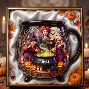 Witchy Sisters Cauldron Mug - Personalized Gifts For Halloween 05todh180826