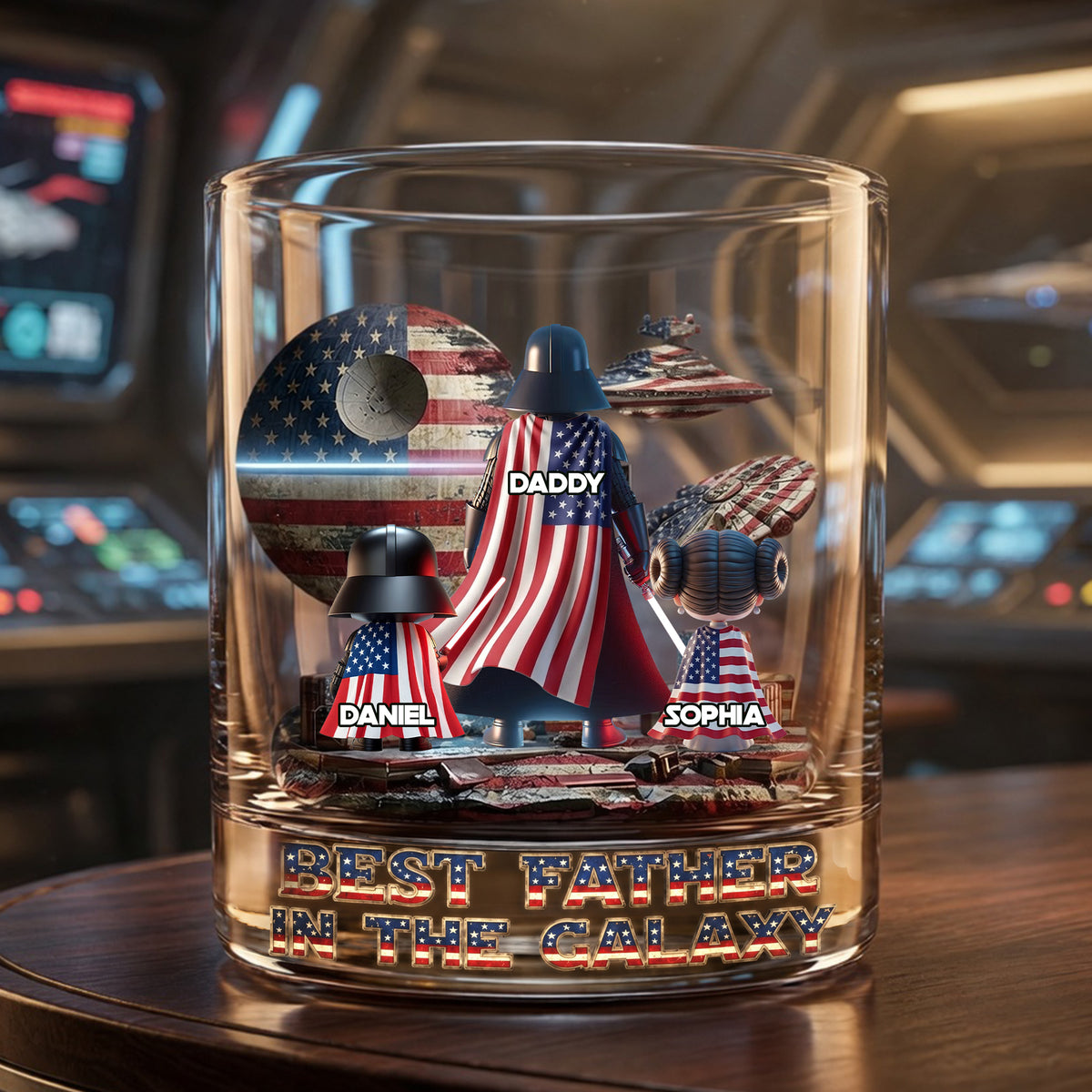 Legendary Cosmic Dad Round Glass - Personalized Gifts For Dads 04OHLU070526-Homacus