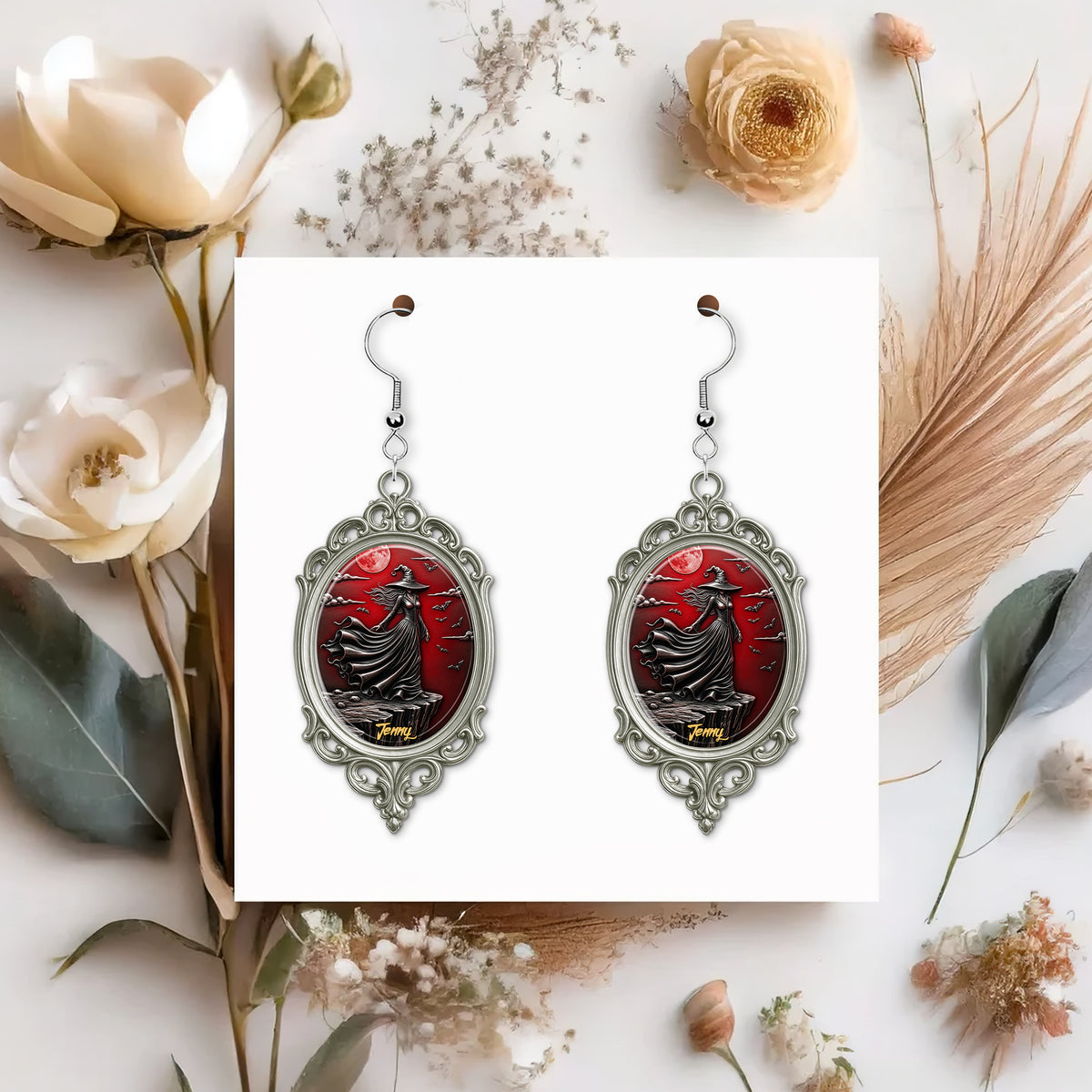 Mystic Witch Moon Earrings - Personalized Gifts For Witch Lovers 01PGTN110725-Homacus