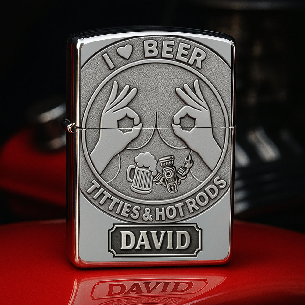 Beer, Titties and Hot Rod Lighter - Personalized Gifts For Hot Rod Lovers-Homacus