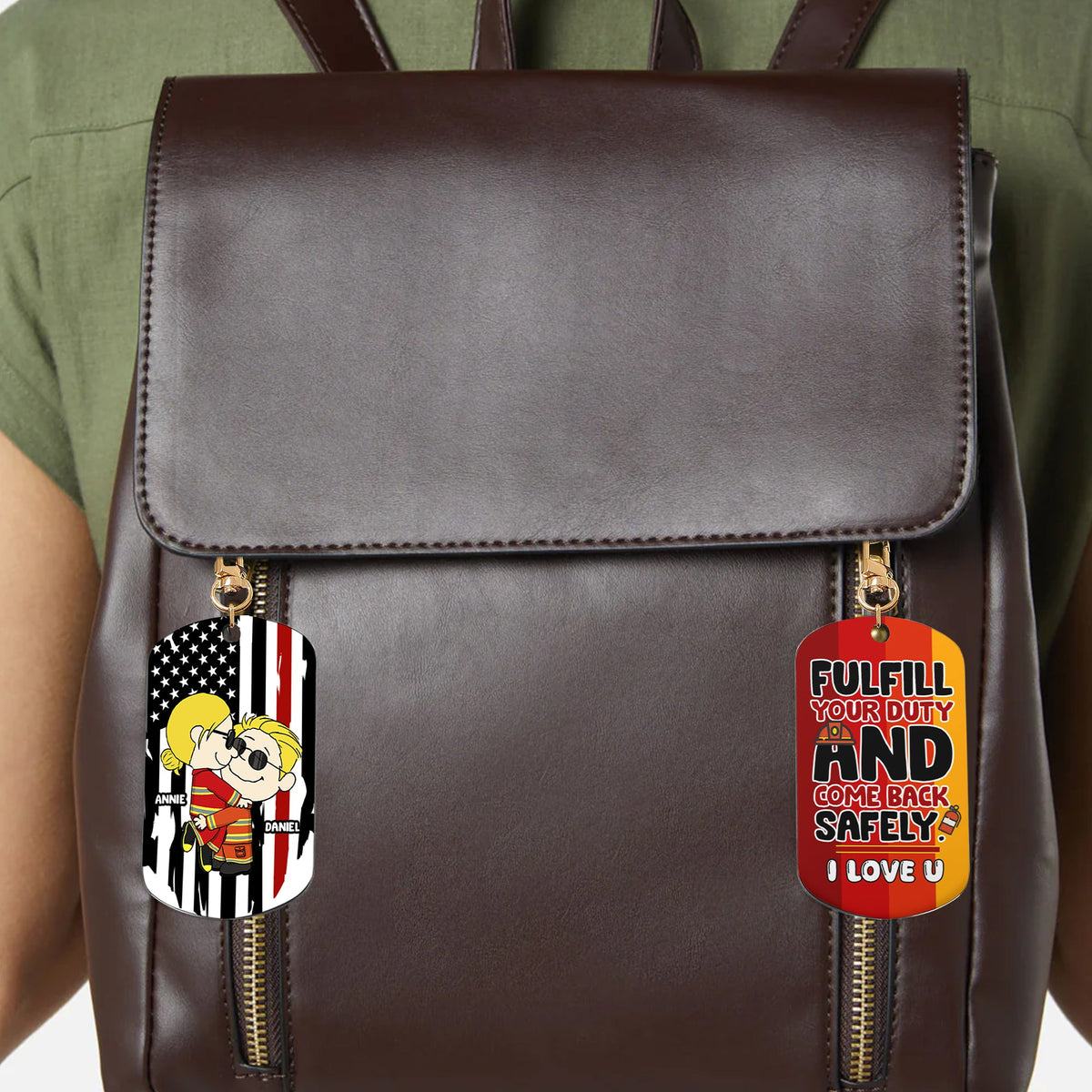 Personalized Gift For Firefighter Couple Keychain Stainless Steel 05TOLU150125HG-Homacus