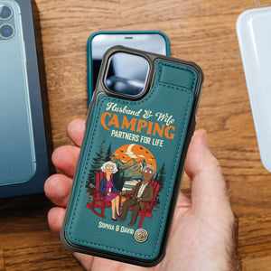 Personalized Gifts For Couple Leather Flip Wallet Phone Case 03xqtn190225pa Husband And Wife Camping Partners For Life-Homacus