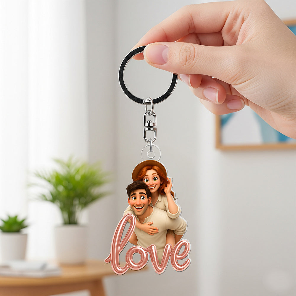 Cartoon Couple Keychain - Custom Photo Gifts For Couple 03pgta070825-Homacus