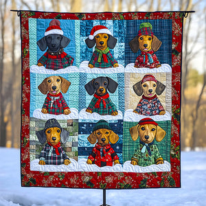 Dachshund Dog Christmas Quilt Bed Set Gifts For Dog Lovers 05HUDT041124-Homacus