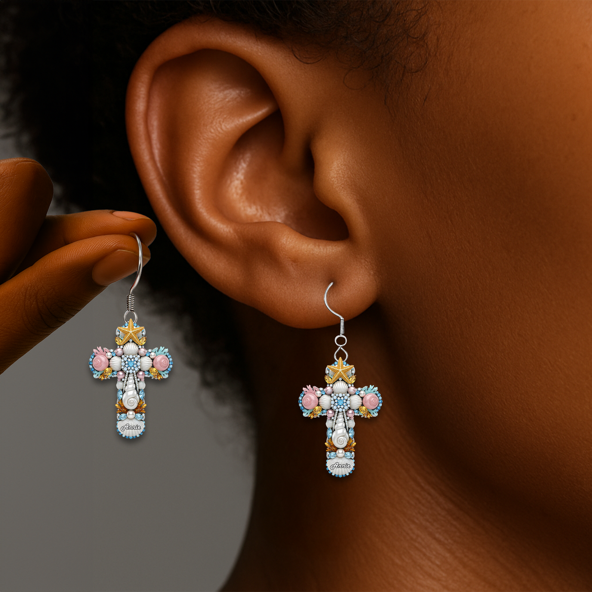 Faithful Cross Seashells Earrings - Personalized Gift For Christians 03NALU160625-Homacus