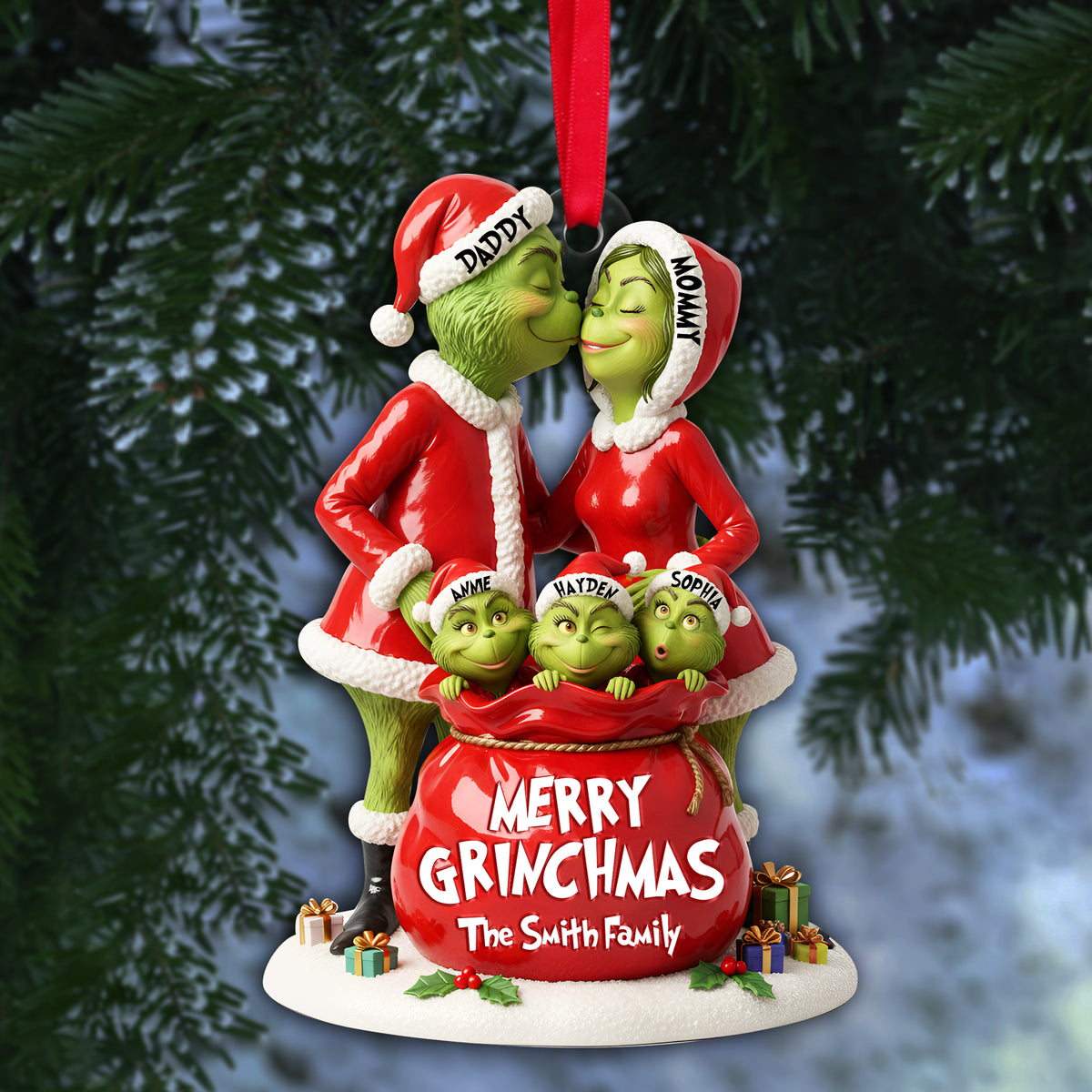 Festive Family Love Ornament - Personalized Christmas Gift For Family 02NALU150925-Homacus