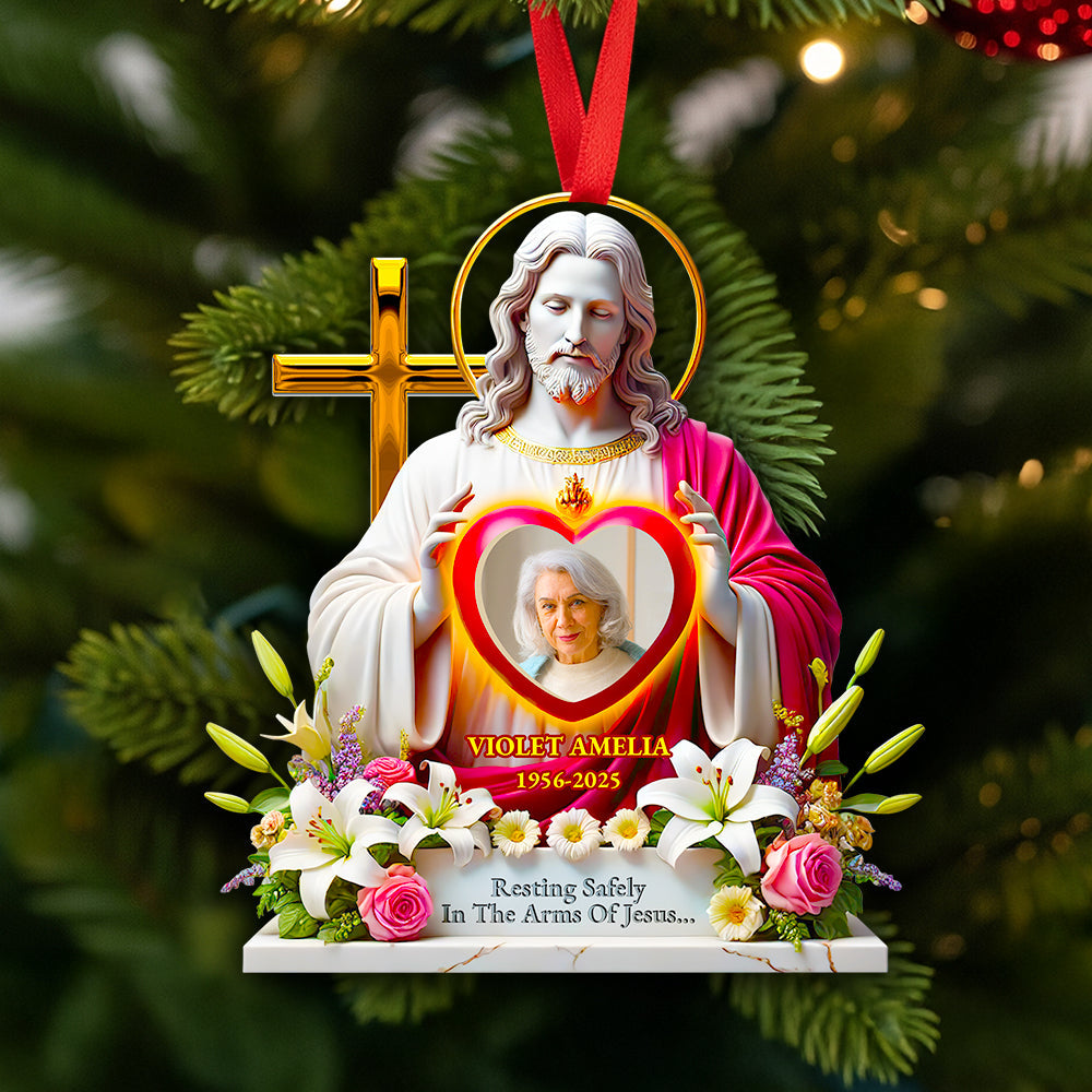 Memorial Jesus Ornament Custom Photo Gifts For Heaven 01HUDT090925-Homacus