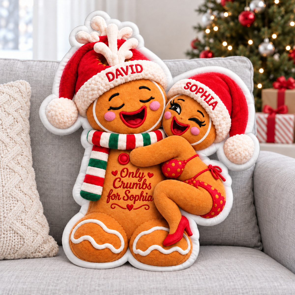 Naughty Gingerbread Couple Custom Shaped Pillow - Personalized Christmas Gifts For Couples 01toqn211026