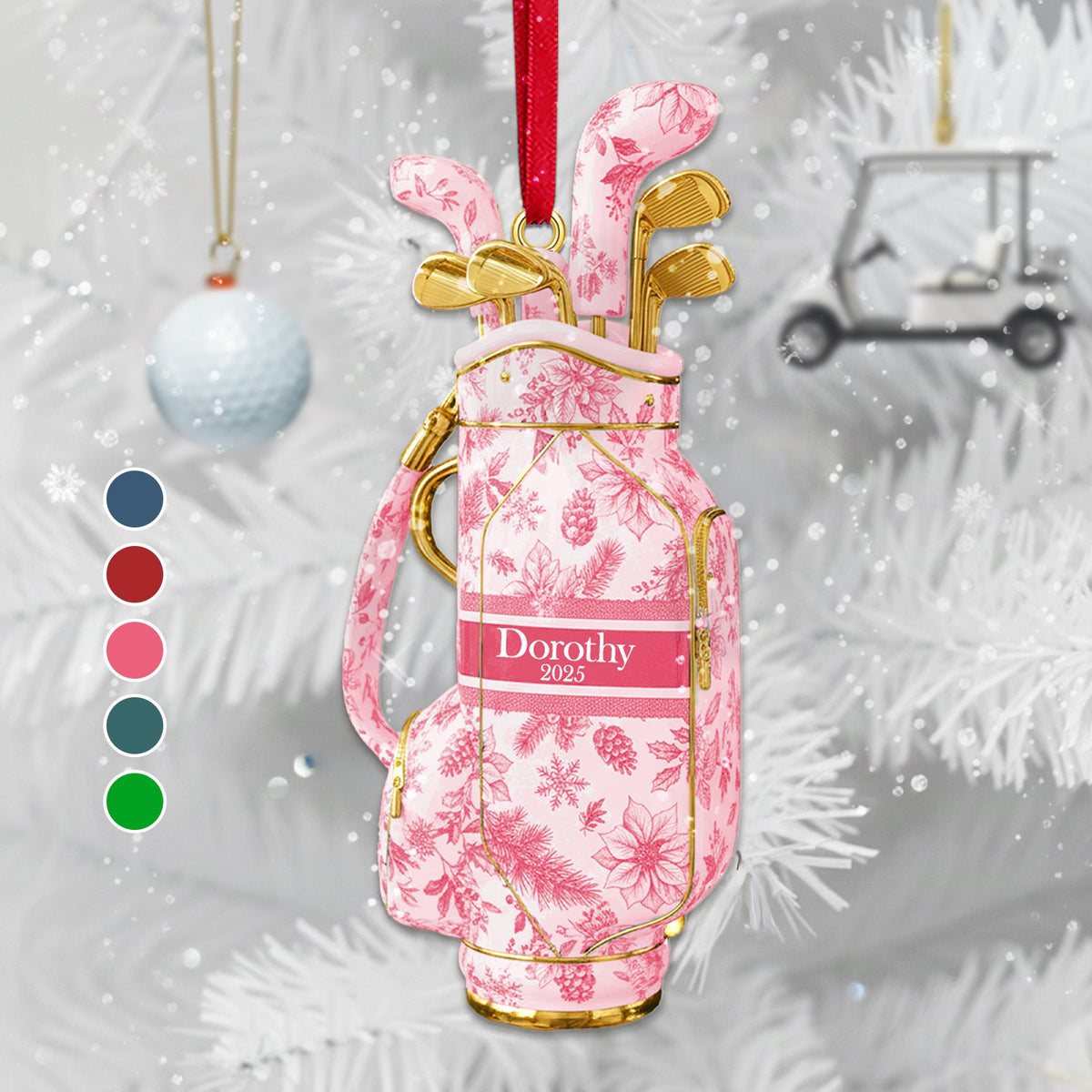 Golf Bag Toile de Jouy Custom Shape Acrylic Ornament - Personalized Gift For Golf Lover Ornament 05PGMG300925-Homacus