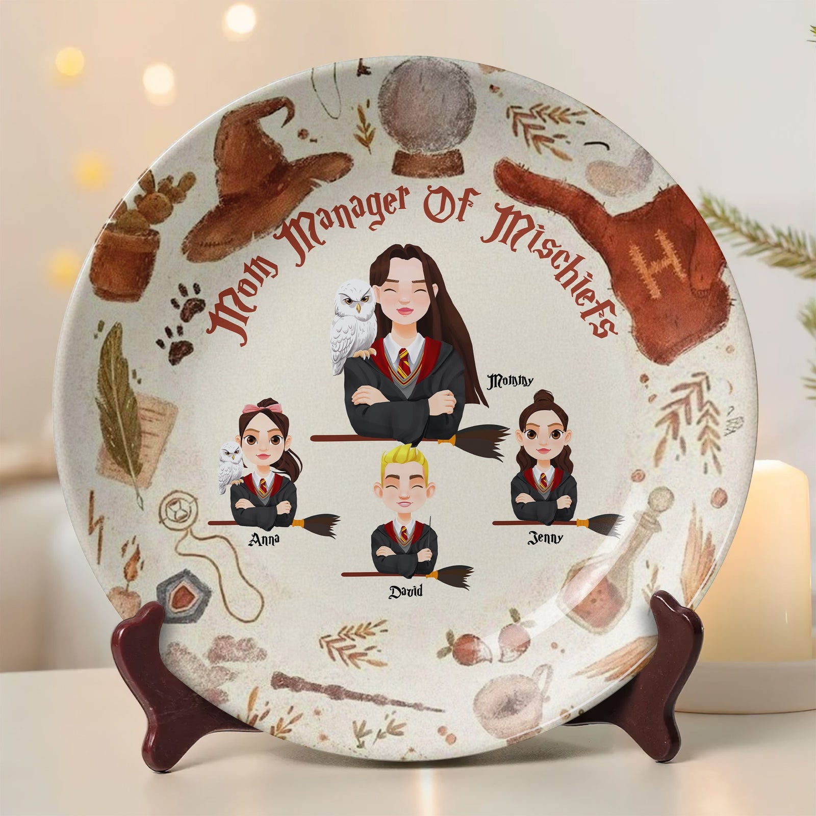 Personalized Gifts For Mom Ceramic Round Plate-Homacus