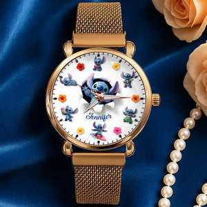 Blue Alien Mesh Strap Quartz Watch – Personalized Gifts for Cartoon Lovers 03pgqn170725-Homacus