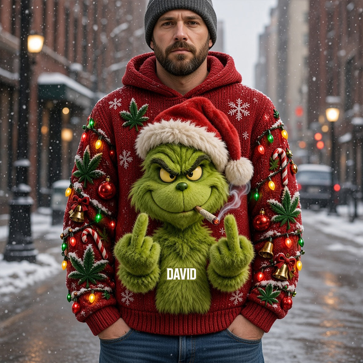 Grouchy Mischief Smoking Hoodie - Personalized Christmas Gifts 04natn180926