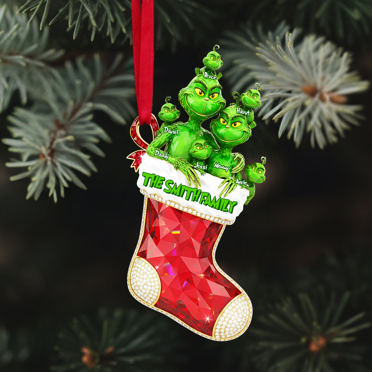 Green Monster Family Tree Ornament - Personalized Gifts For Family 01OHLU260925-Homacus