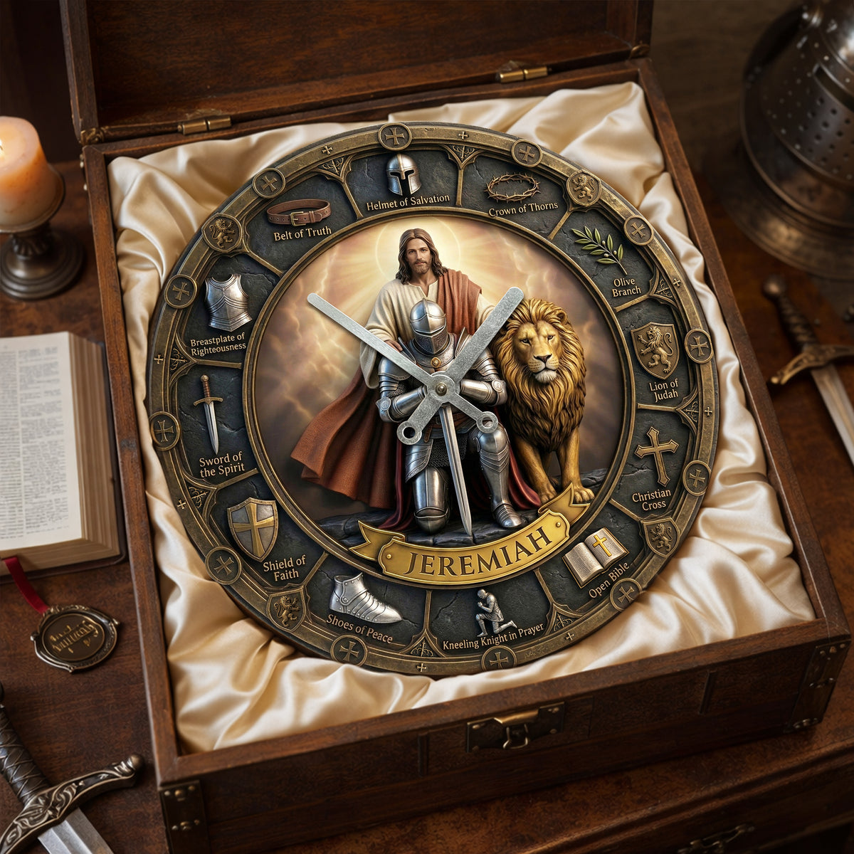 Kneeling Knight Acrylic Hanging Wall Clock - Personalized Gifts For Christian 01hulu060326-Homacus