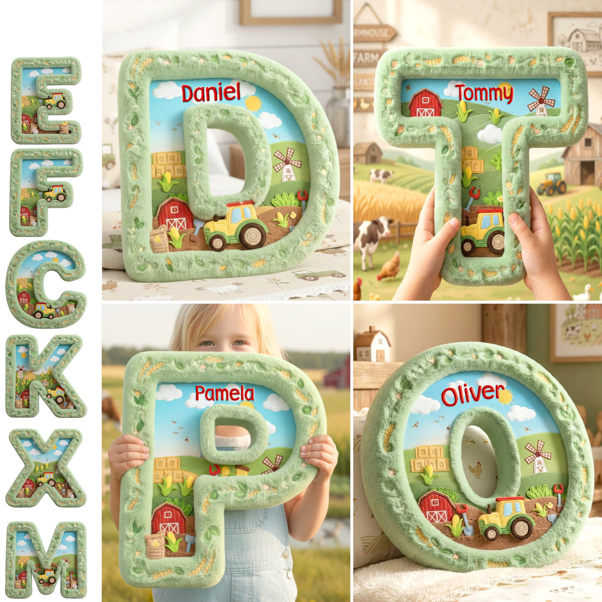 Farm Tractor Initial Letter Custom Shaped Pillow - Personalized Gifts For Kids 05kimg111225-Homacus