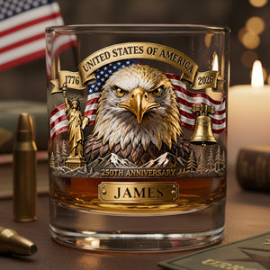 Veteran Personalized 11oz Round Glass - Personalized Gifts For Military Drinking Glass 02NATA280126-Homacus
