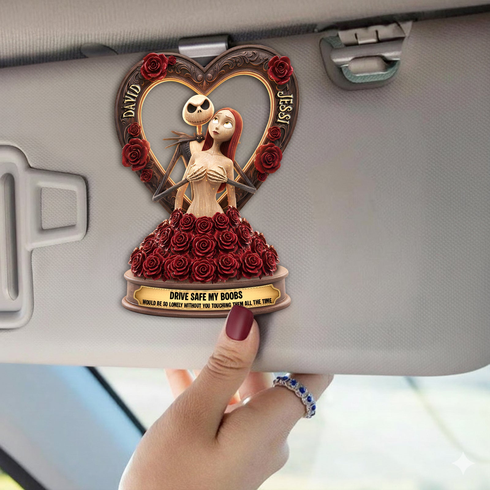 Naughty Skeleton Couple Car Visor Clip - Personalized Gifts For Couple 02ohlu171225-Homacus