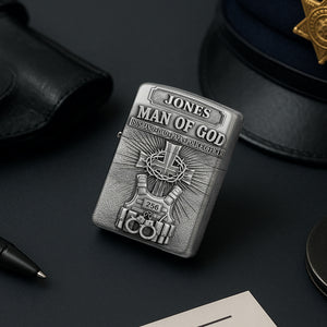 Police Man Of God Lighter, Personalized Gifts For Police Officer 05qhtn120825-Homacus