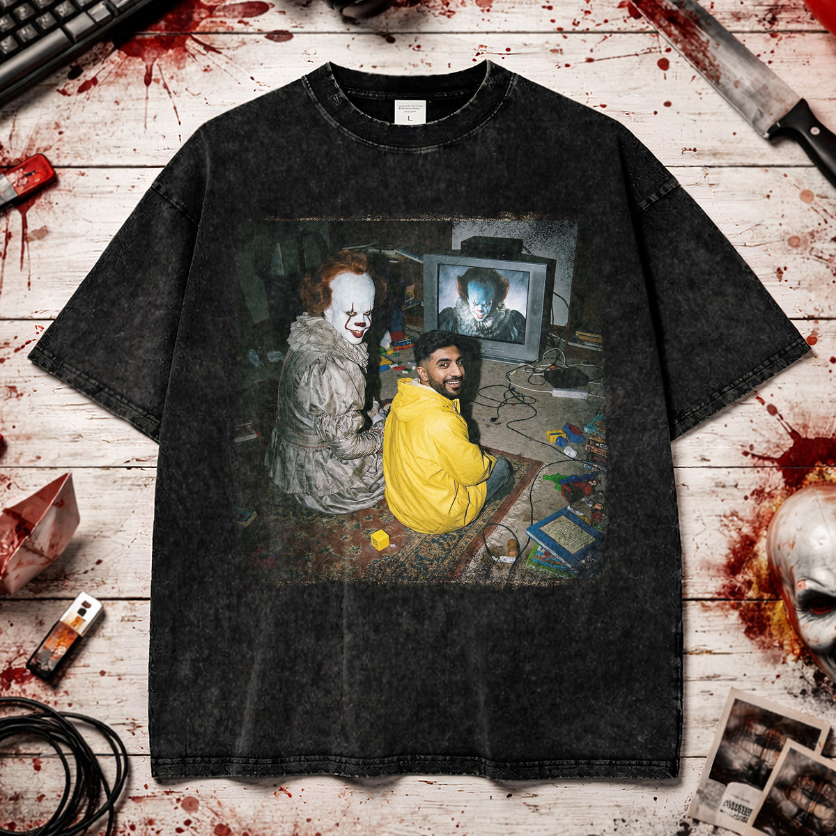 Fun And Scary Washed T-Shirt Custom Photo Gifts For Horror Lovers 03PALU070426-Homacus