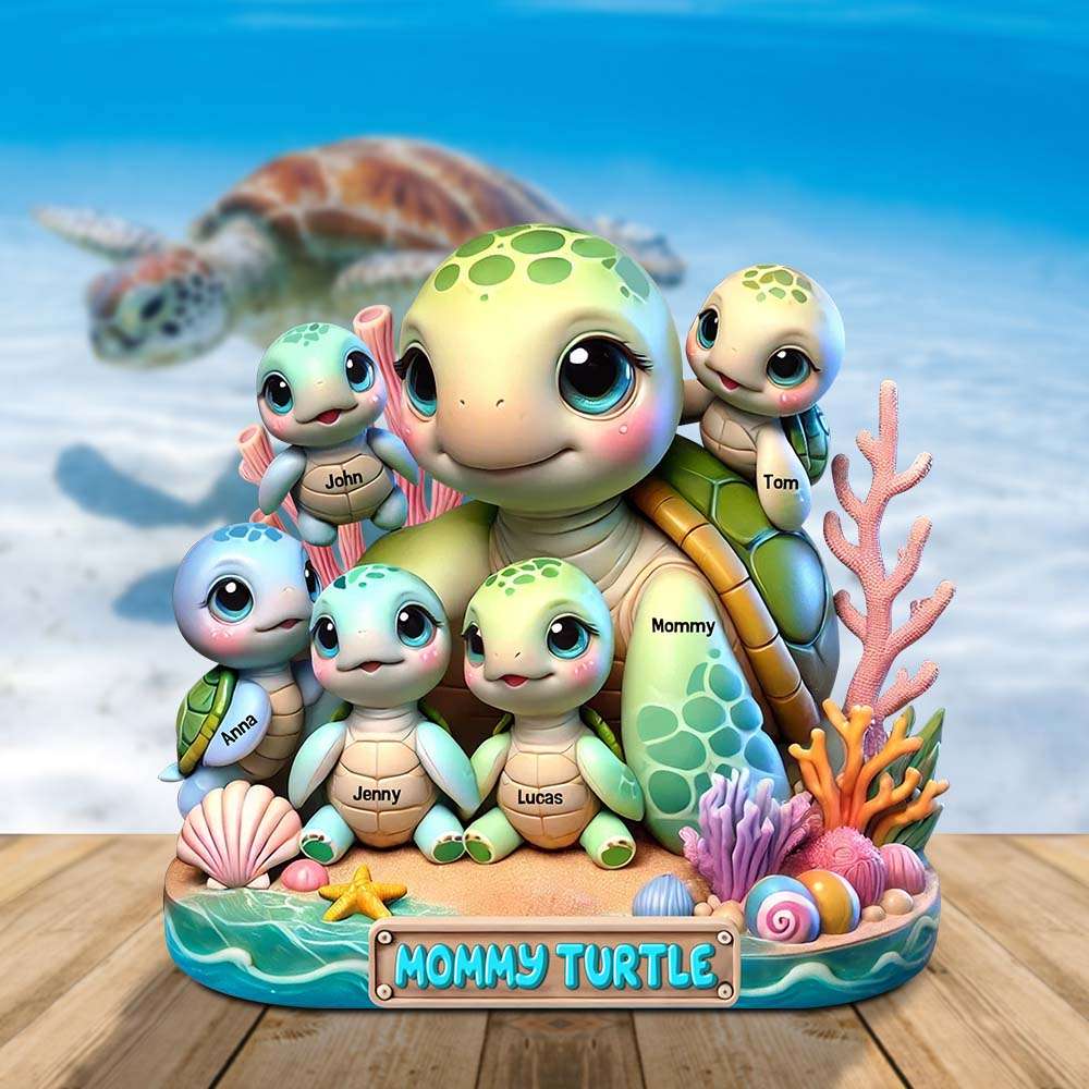Turtle Mama Plaque - Personalized Christmas Gifts For Mom 03qhtn030425-Homacus
