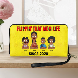 Personalized Gifts For Mom Leather Wallet 02totn120325hg Flippin' That Mom Life-Homacus