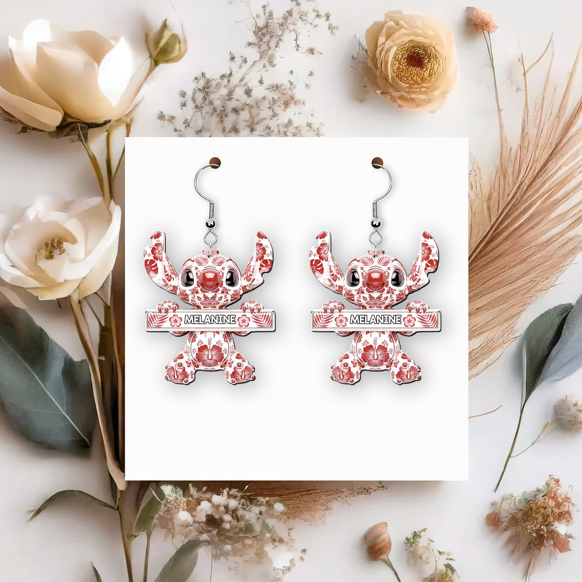 Blue Floral Alien Earrings - Personalized Gifts For Cartoon Fans 03tgmg210725-Homacus