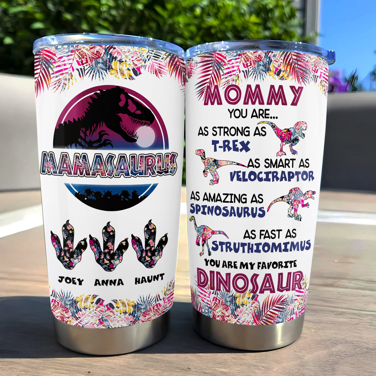 Dinosaur Mom Tumbler - Personalized Gift For Mom 03OHLU210325-Homacus