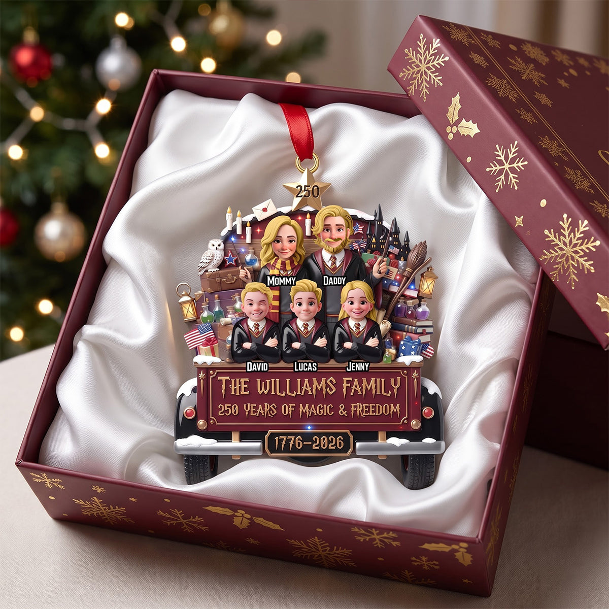 250 Years Of Magical & Freedom Christmas Ornament - Personalized Gifts For Family 03tytn2508526-Homacus