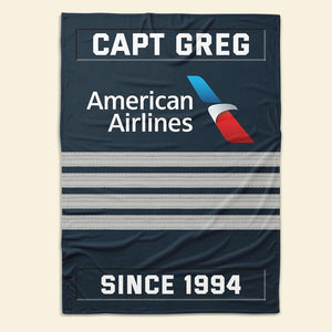 Personalized Gift For Pilot Blanket, Custom Rank & Airline Logo Blanket 01qhqn091124-Homacus