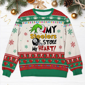 Personalized Gifts For American Football Fans Ugly Sweater, The Heart Stealer 04qhqn111024-Homacus