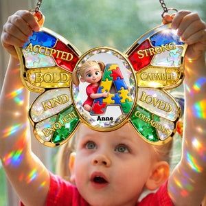 Autism Kids Suncatcher - Custom Photo Gifts For Autism Awareness Suncatcher Ornament 01NALU160326-Homacus