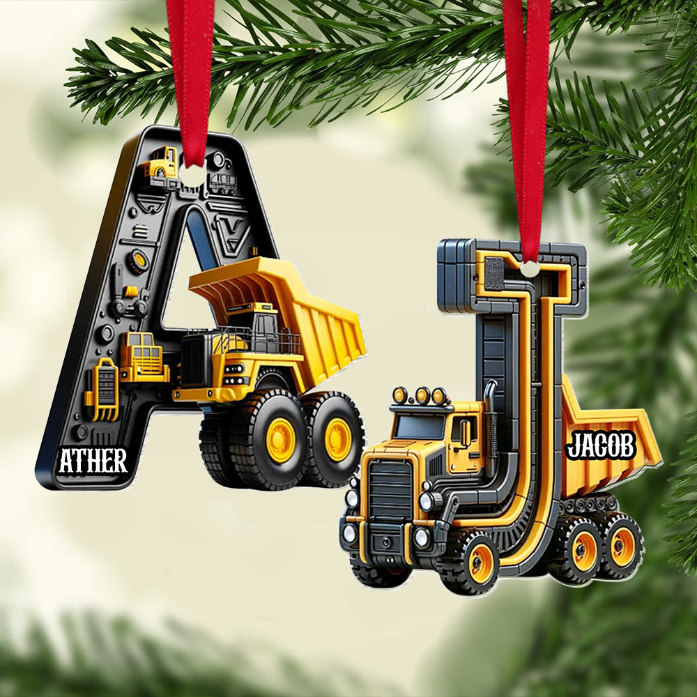 Custom Alphabet Letter Gifts For Construction Truck Lovers Christmas Ornament 03xqtn241024-Homacus