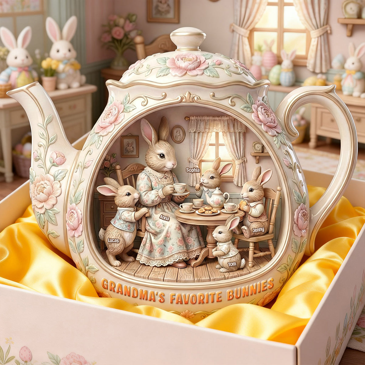Easter Grandma's Cozy Bunny Tea Party – Personalized Gifts For Grandma 03natn250226-Homacus
