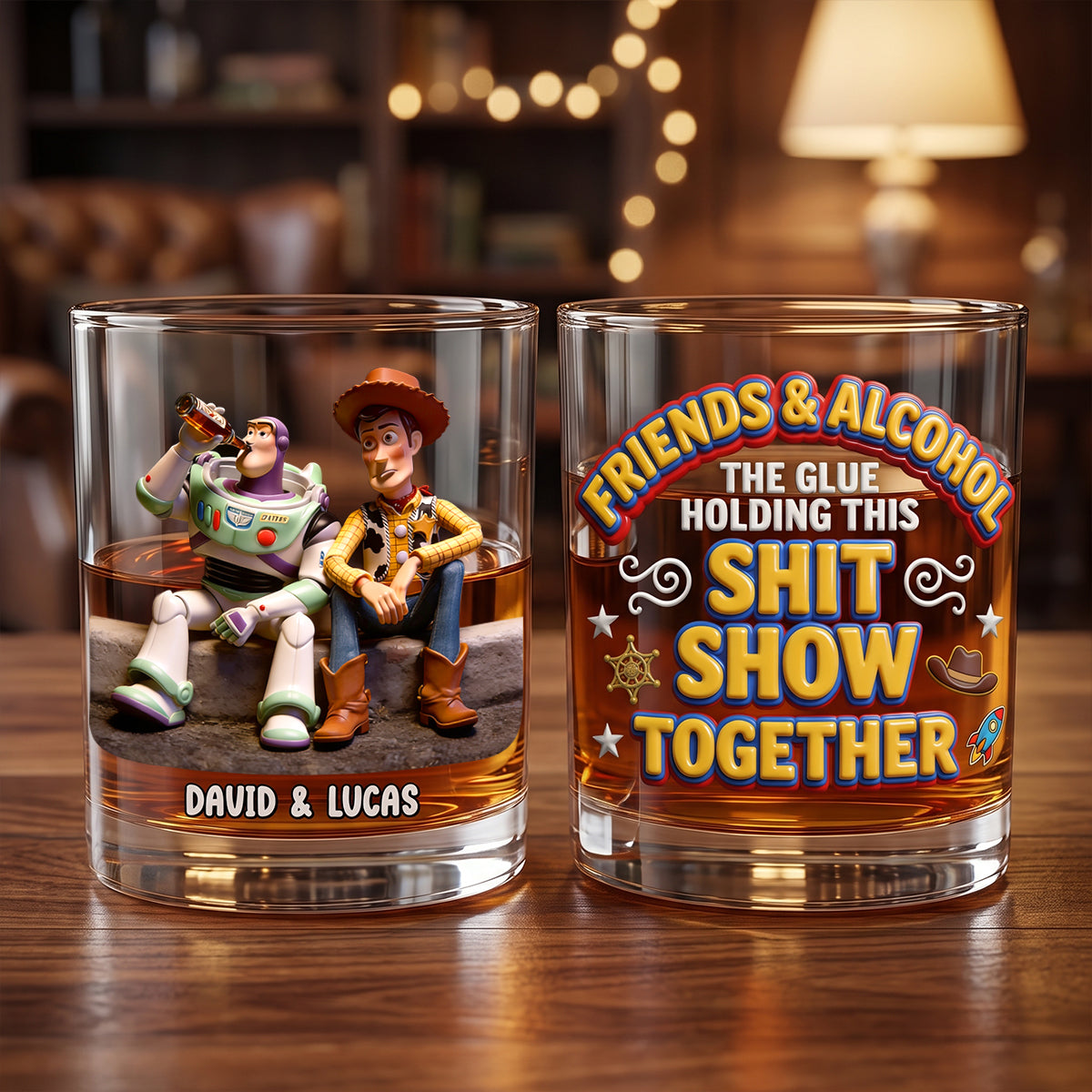Friends And Drinks Round Glass - Personalized Gifts For Friends 03totn300626-Homacus