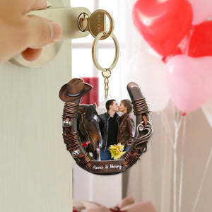 Personalized Custom Photo Gifts For Couple Love Horse Riding Acrylic Keychain 04OHLU041224-Homacus