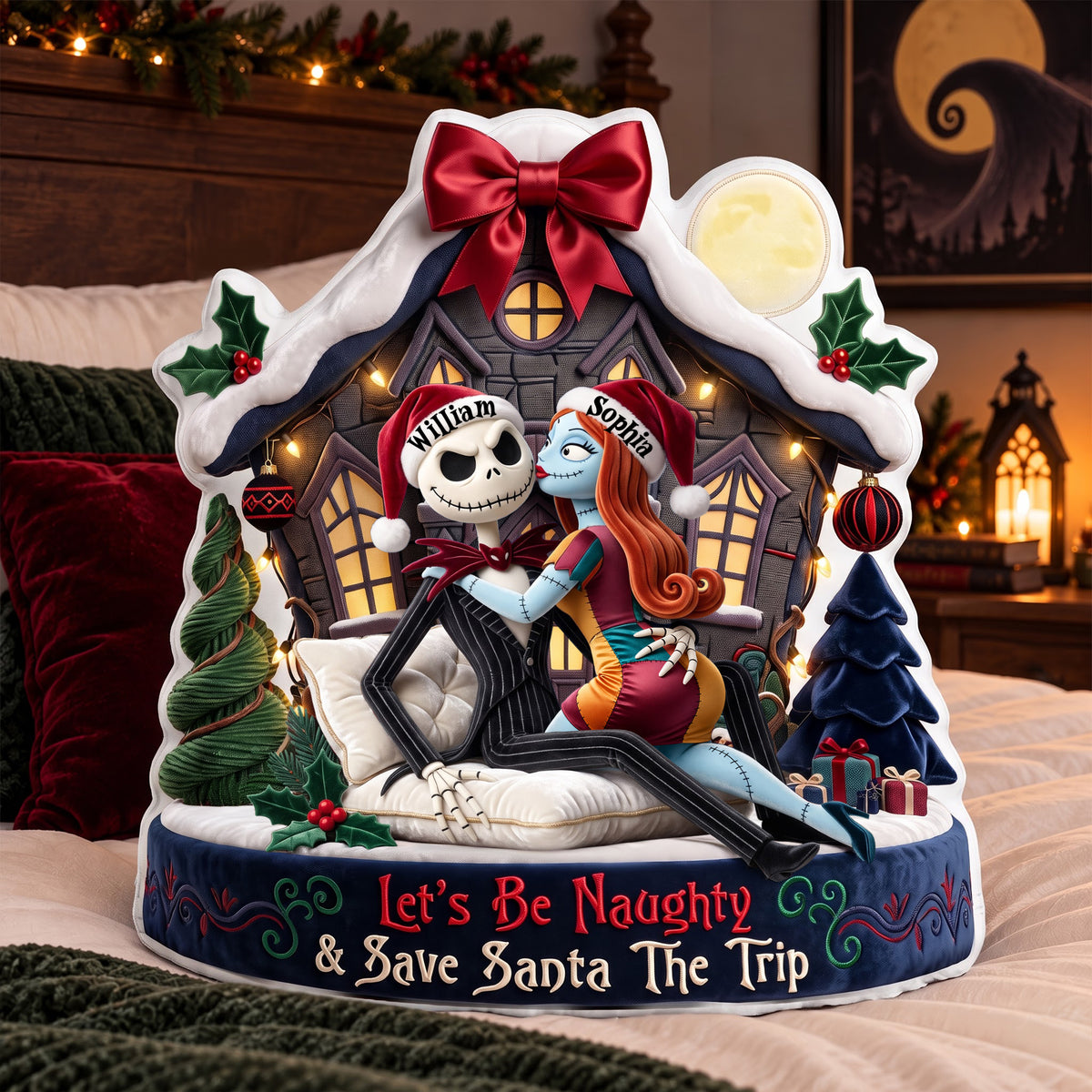 Let's Be Naughty Spooky Duo - Personalized Gifts For Couple Pillow 04palu171026-Homacus