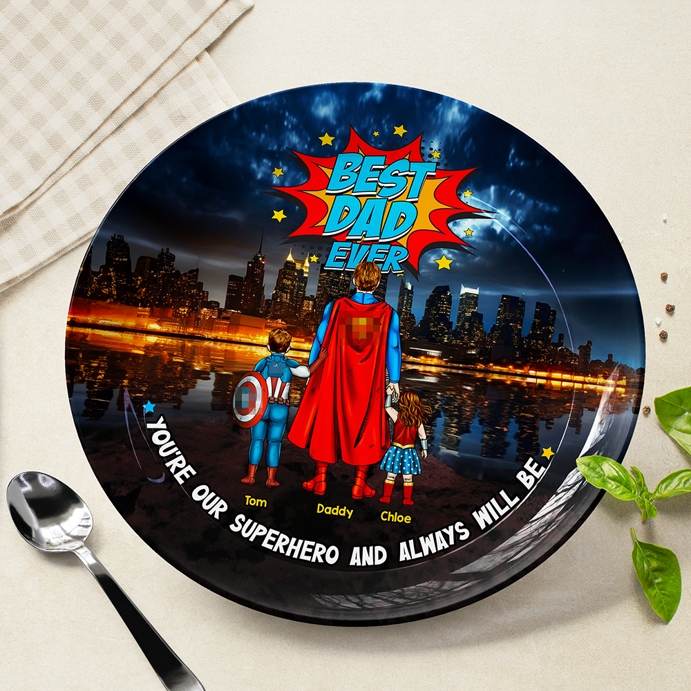 Best Dad Ever Ceramic Round Plate 022achu040425pa-Homacus