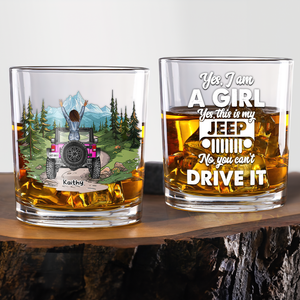 Personalized Gifts For Offroad Car-loving Girl Round Whiskey Glass 01huhu150125 This Is My Car You Can't Drive It-Homacus