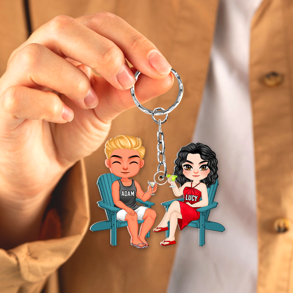 Personalized Gifts For Couple Keychain Drinking Couple 15QHHU110125HH-Homacus