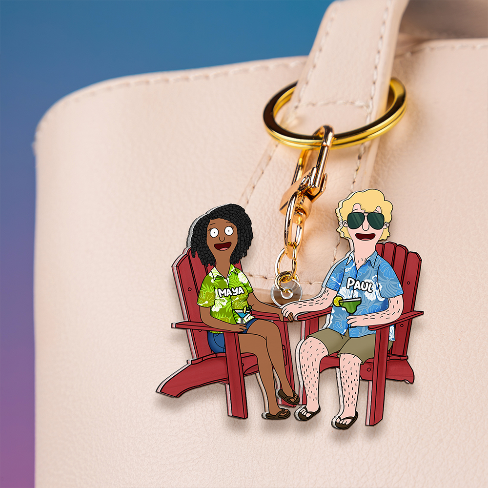 Personalized Gifts For Couple Keychain Cartoon Couple 01QHHU100225PA-Homacus