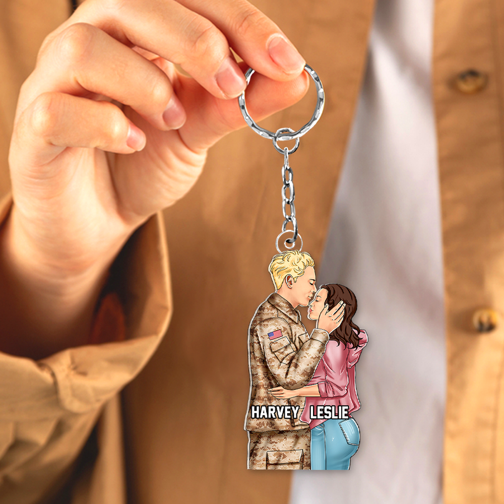 Personalized Gifts For Veteran Couple Keychain 021QHHU110125TM-Homacus