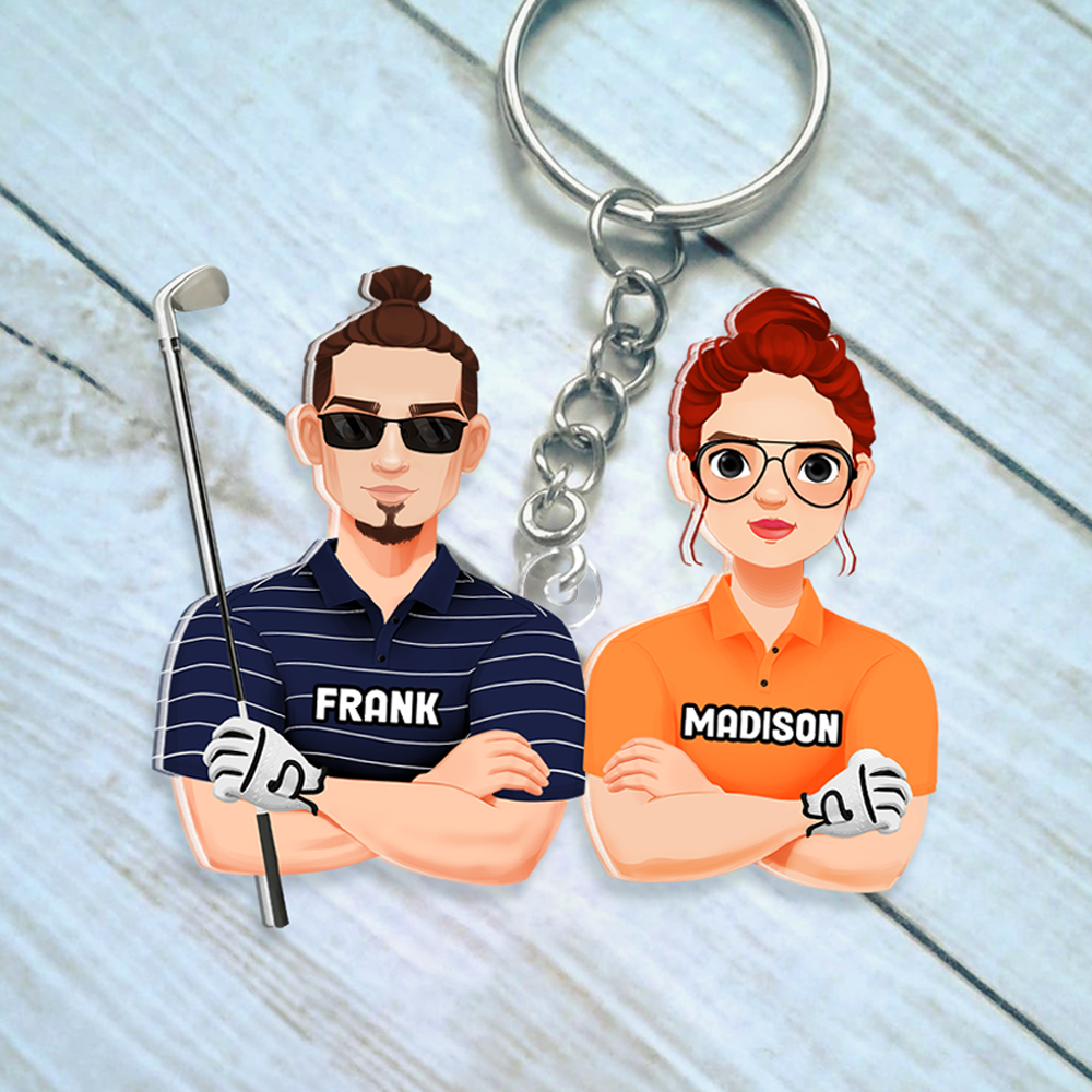Personalized Gifts For Couple Keychain Golf Couple 051QHHU200125PA-Homacus