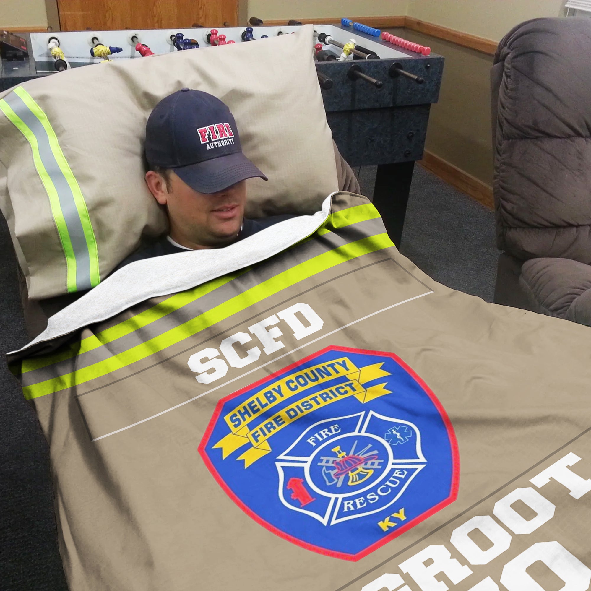 Fire Department 50x60 Inch Polar Fleece Throw Blanket - Red, Machine Washable