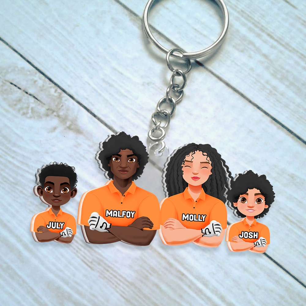 Personalized Gifts For Family Keychain Golf Family 052QHHU200125PA-Homacus