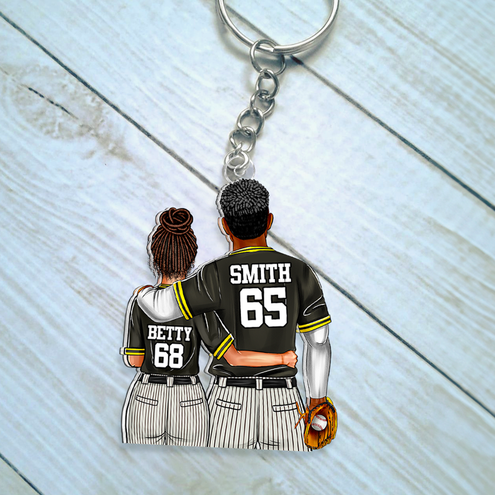 Personalized Gifts For Couple Keychain Baseball Couple 011QHHU200125TM-Homacus