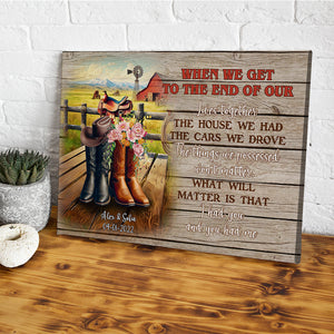 Personalized Gift For Cowboy Couple Wall Art, Cowboy Boots On Western Farm Canvas 03QHMH131224-Homacus